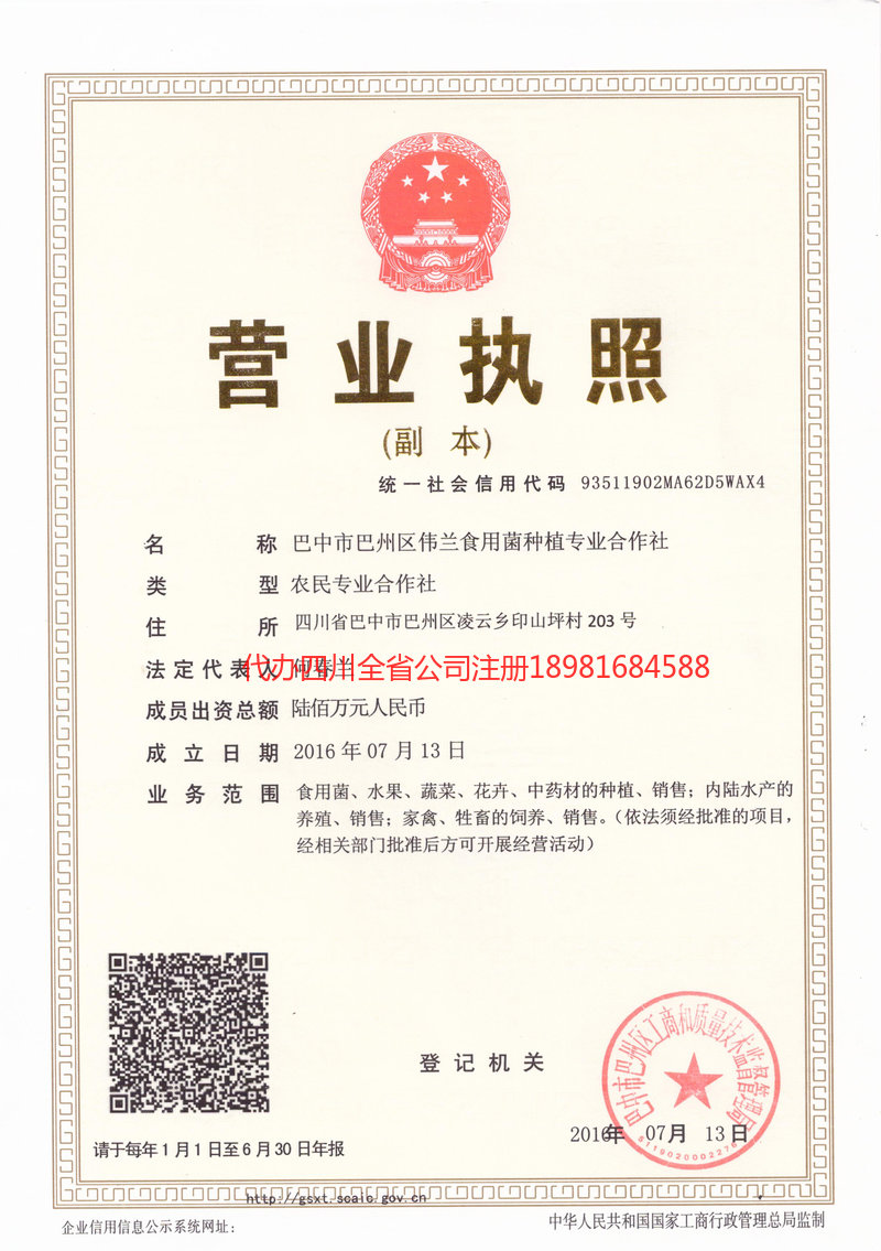 荆门荆门伟兰食用菌种植专业合作社